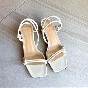 BY FAR Charlie White Pearl Shine Leather Sandals